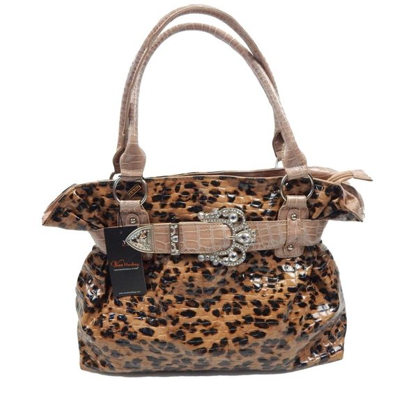Yesir Bags Leopard Print Western Handbag Womens NW - Picture 1 of 10